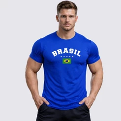 Camisa Camiseta Camiseta Dry Fit Masculino BRASIL 04 Maromba Corrida Treino Academia Esporte