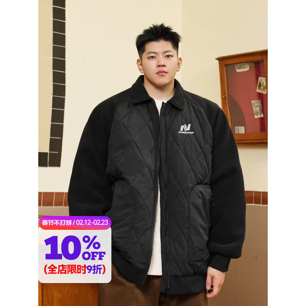 THE PANG Street Wear Plus Size Roupas Masculinas 2025 Inverno Gordura Solta Lapela Algodão Acolchoado Roupas Masculinas