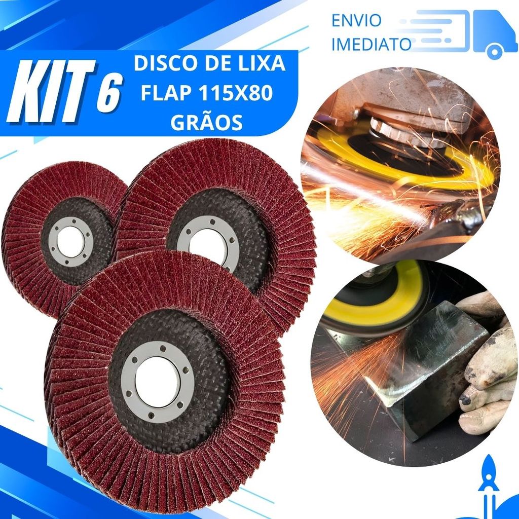 Kit 6/3/2 Disco Flap 115x80 Grão 80 Disco de Lixa Abrasivo Profissional para Ferro, Aço e Madeira natal em Oferta na Shopee