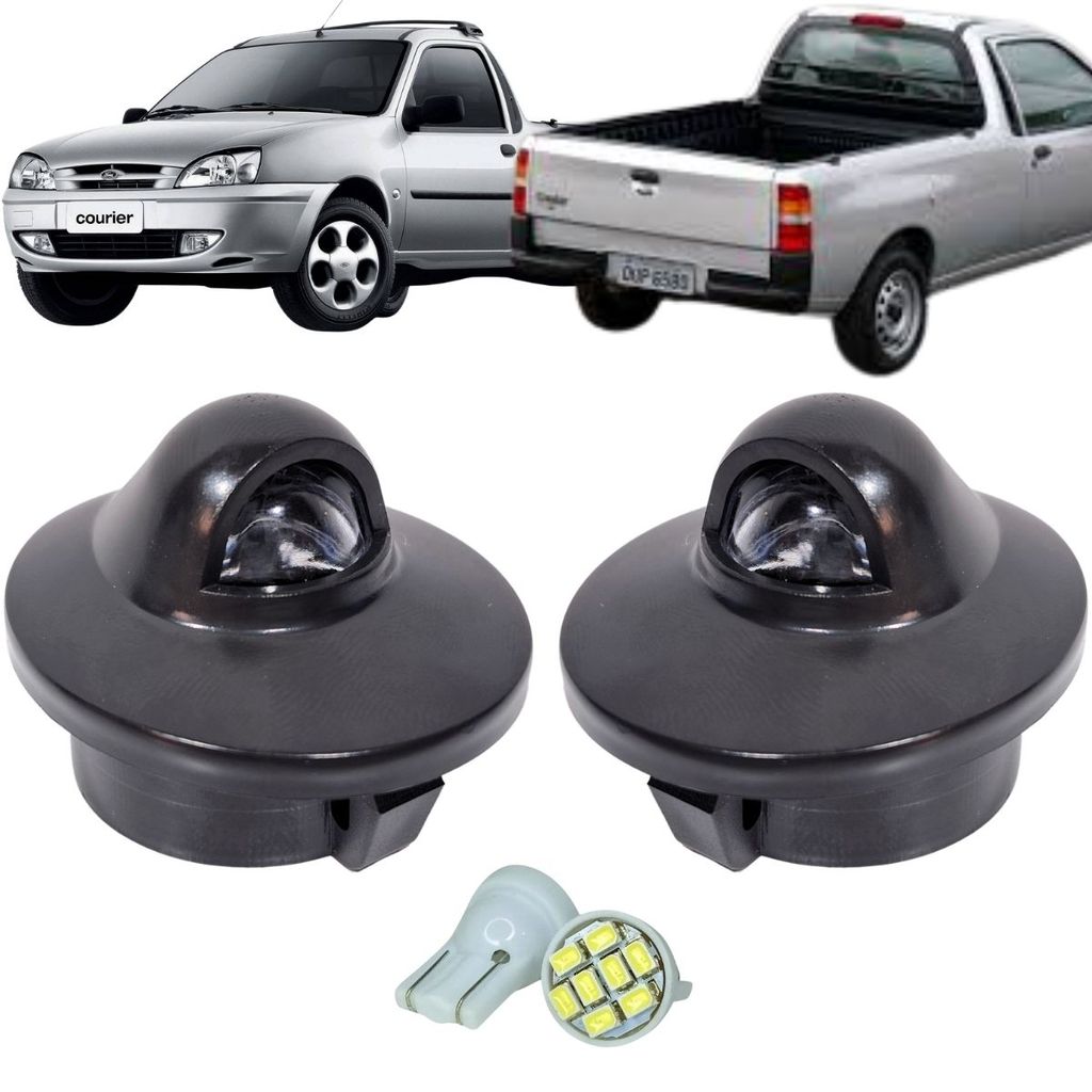KIT LANTERNA LUZ DE PLACA FORD COURIER 1997 A 2013 PAR COM LÂMPADAS LED 12V ILUMINAÇÃO