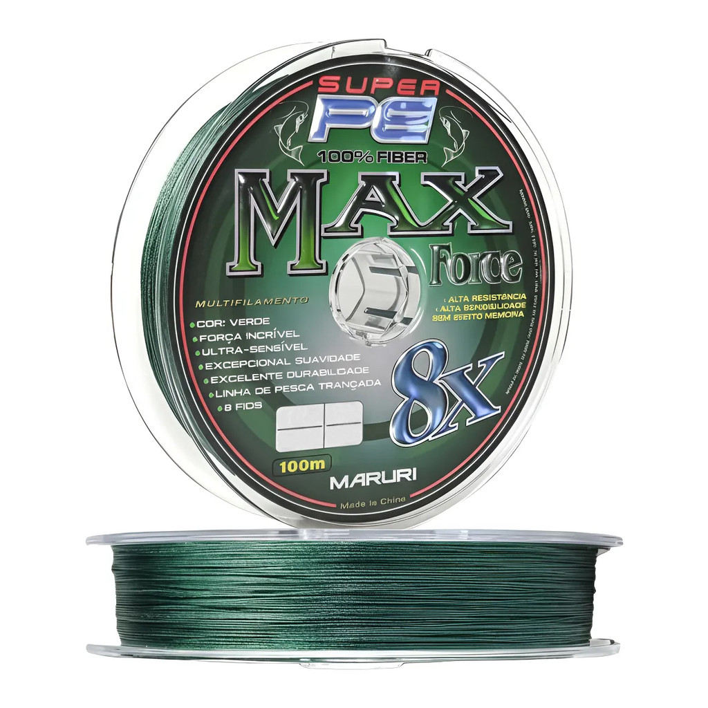 Linha Pesca Multifilamento 8X 100m Maruri Max Force (Escolha Diâmetro) Linha 8 Fios Isca Artificial
