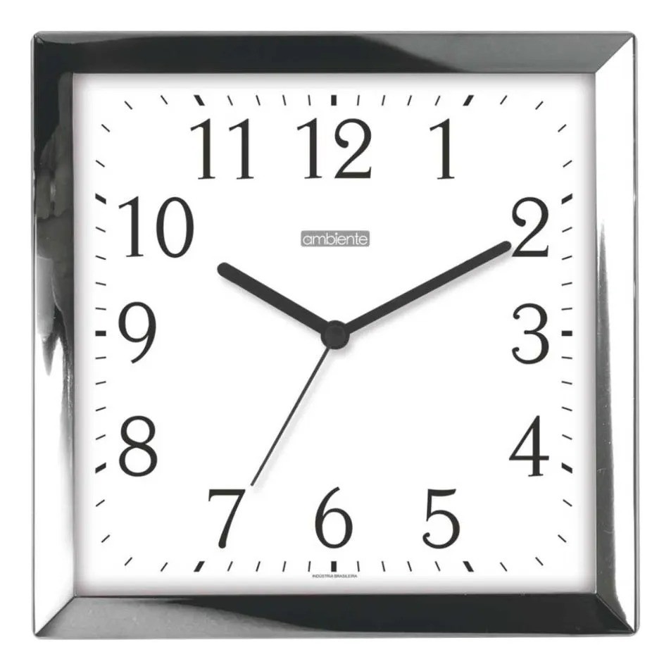 Imagem Relógio De Parede Quadrado Ambiente 25cm 119072-028 Cromado