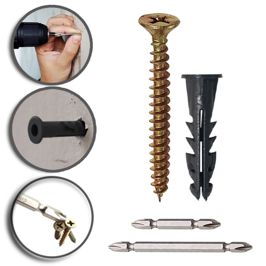 Kit Parafuso 4,0x50 + Bucha 8 + Ponteiras 500un-250 de cada