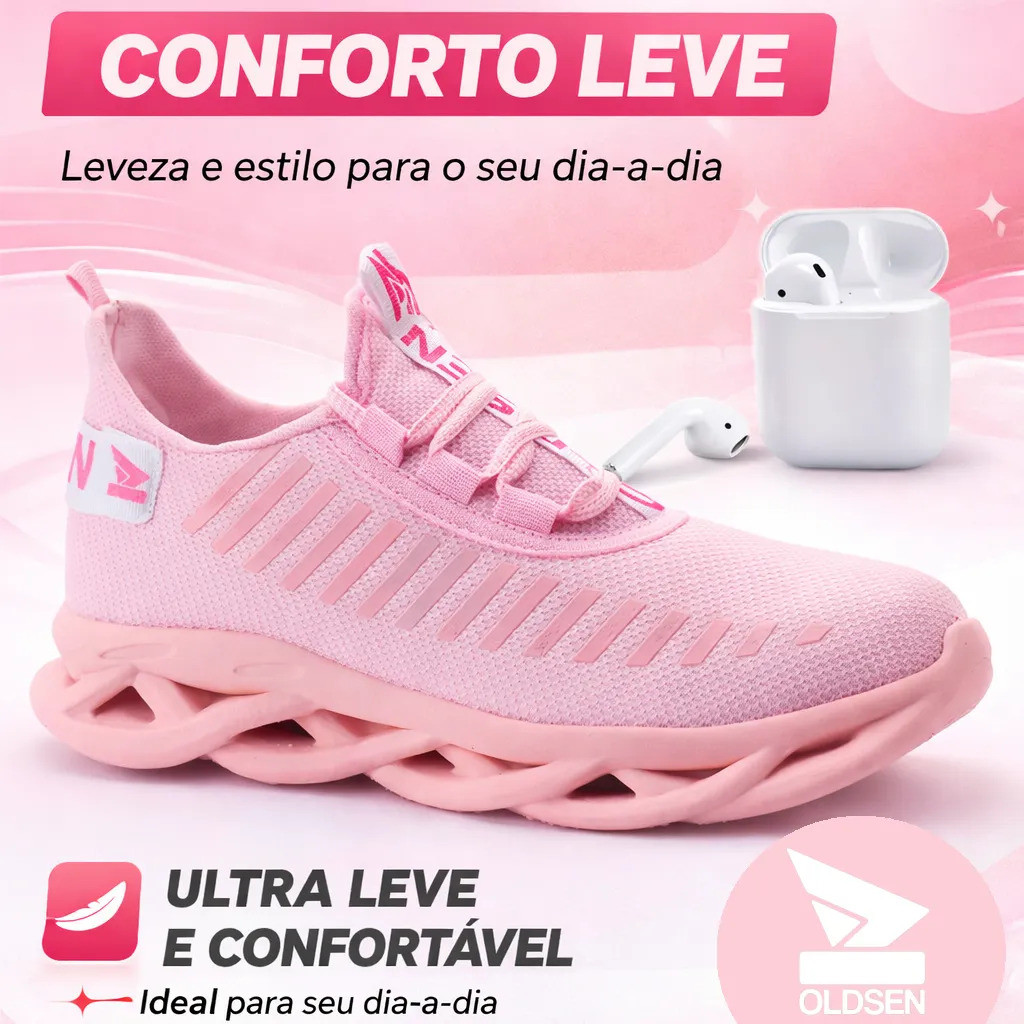 Kit Tenis Feminino Casual Corrida E Academia Conforto Fone Bluetooth Sem Fio Oferta Lançamento