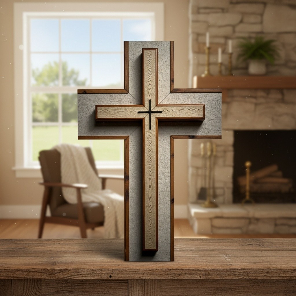 1 unidade, Cruz de Madeira Vintage Plana 2D (8 x 12 Polegadas/20 x 30 cm), Decoração de Parede Cristã para Casa, Present em Oferta na Shopee