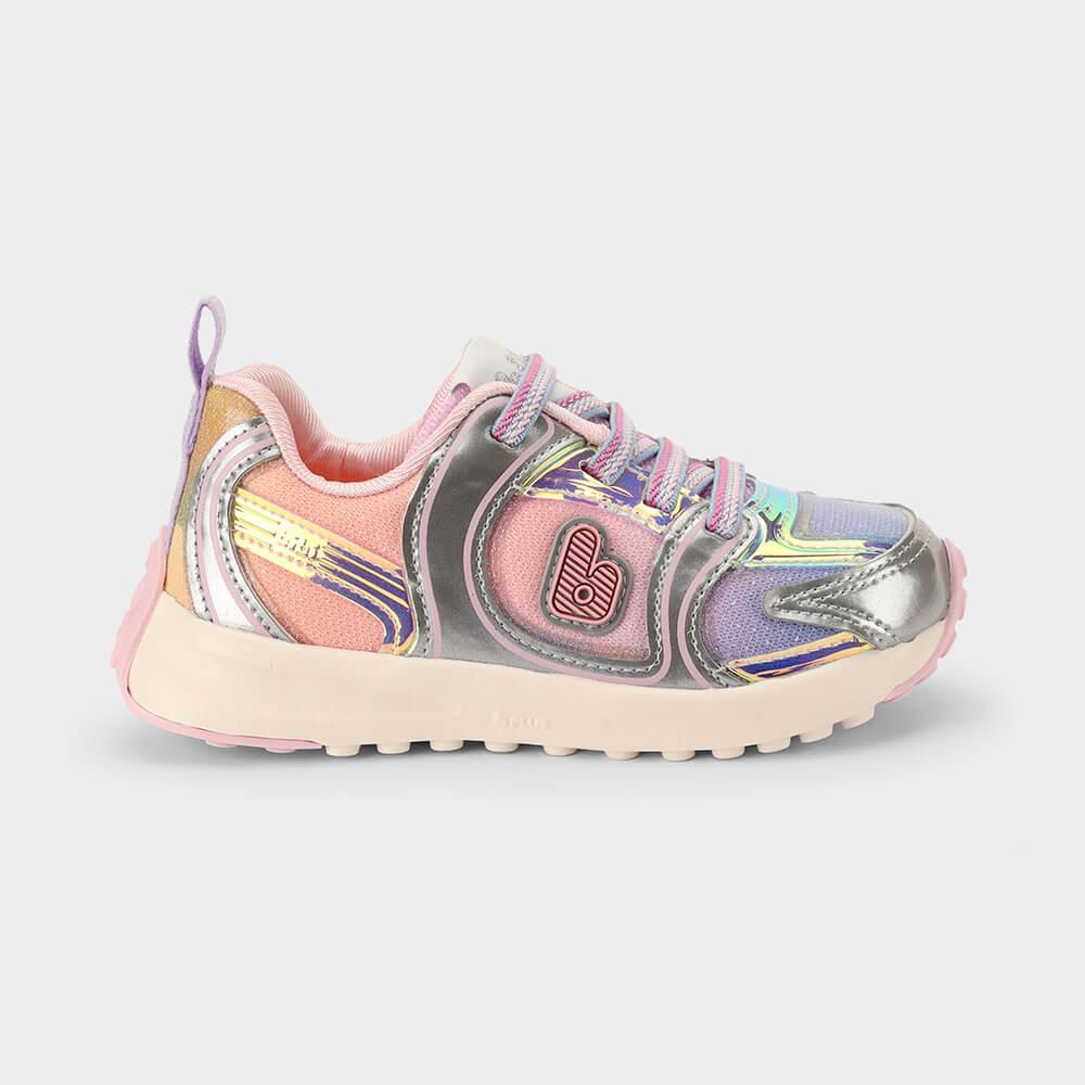 Tênis Infantil Bibi Jogging Prata com Rosa