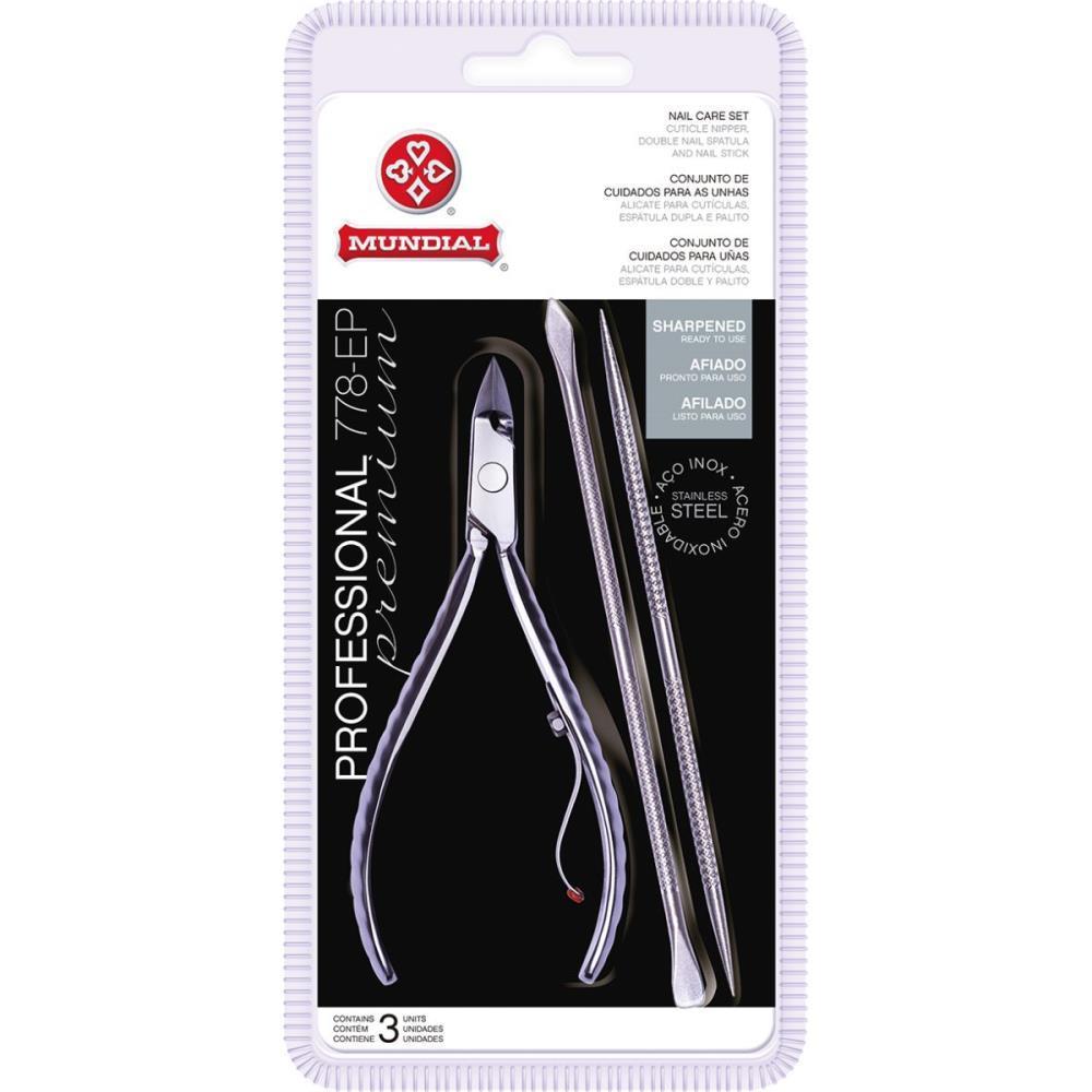 Kit Alicate De Cutícula + Espátula + Palito Mundial Inox em Oferta na Shopee