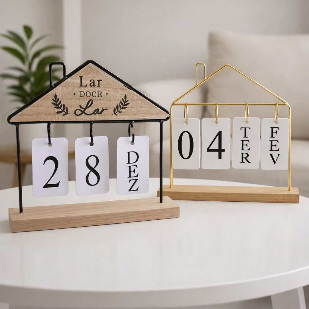 Calendário de Mesa Decorativo com Plaquinhas Preto Dourado Permanente Escritório Reunião em Oferta na Shopee