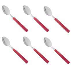 COMP Kit 6 Colheres de Mesa Aço Inoxidável Cabo em Polipropileno Vermelho Linha Riviera - Brinox