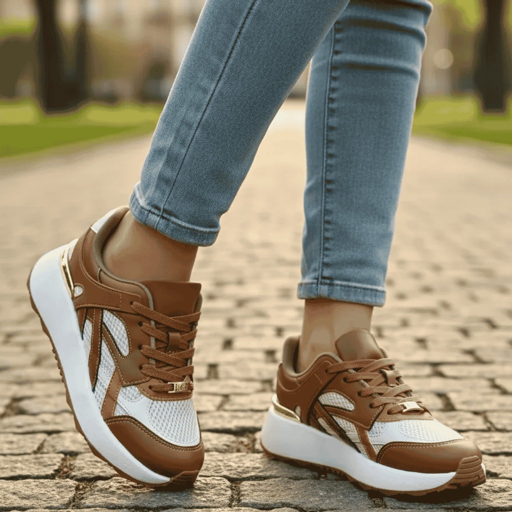 Tênis Vizzano Branco Off Mocca Camel Feminino Design Casual