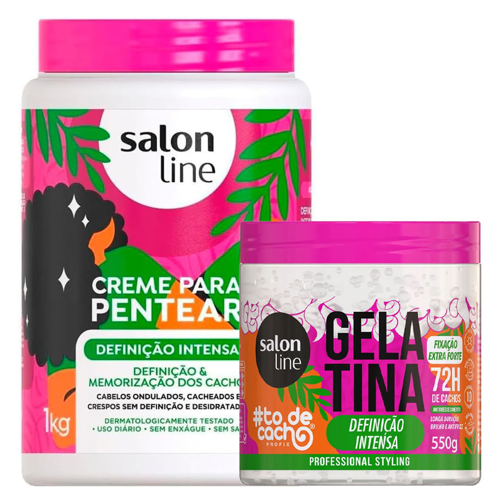 Kit Salon Line #todecacho Definição Intensa Creme para Pentear 1kg + Gelatina 550g em Oferta na Shopee