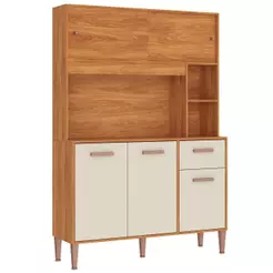 Armário de Cozinha Compacta 5 Portas 1 Gaveta Pérola C212 120cm Cor Cinamomo/Off White - Fellicci