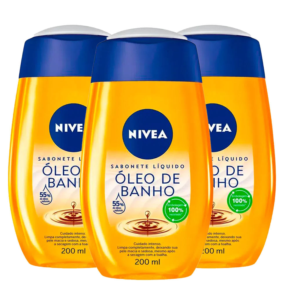 Kit 3 Sabonetes Líquido Nivea Natural Oil 200ml em Oferta na Shopee