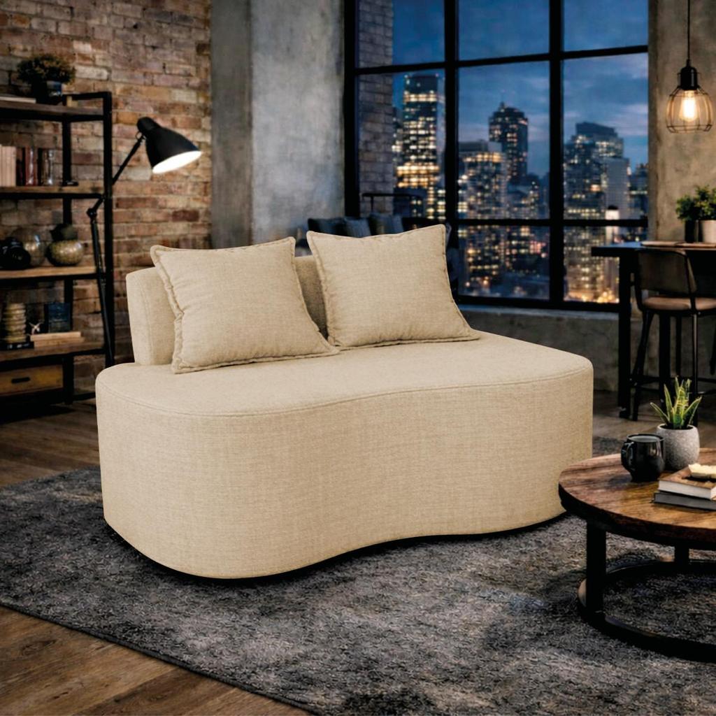 Sofá Curvo Bélle 1 Lugar Sofá Moderno Compacto Decorativo Confortável Bouclé