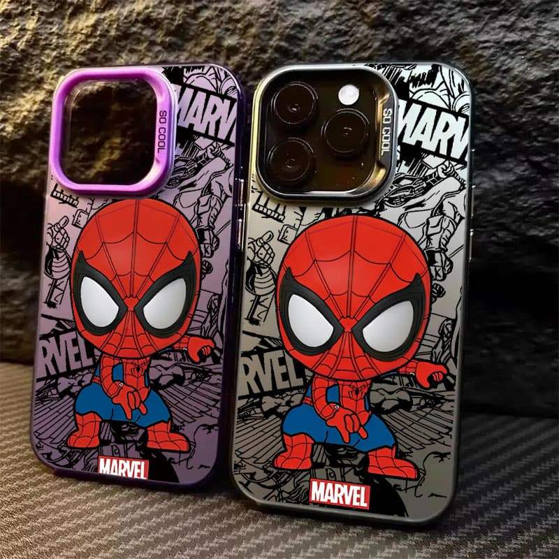 Metálica Homem Aranha Marvel Capa Capinha Para iPhone SE 7 8 14 15 Plus XS X XR 