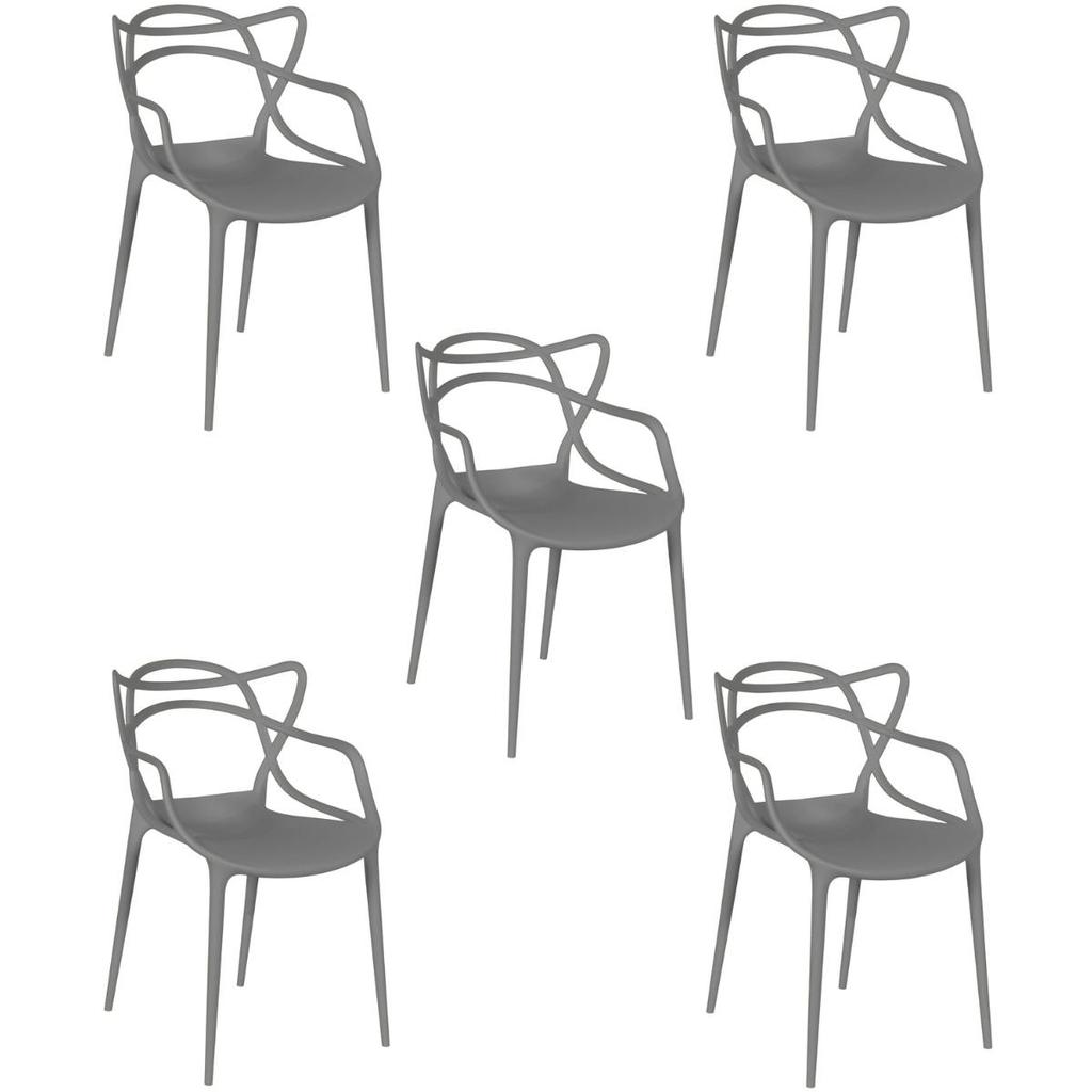 Kit 5 Cadeiras Allegra Empilhável com Inmetro Magazine Decor em Oferta na Shopee