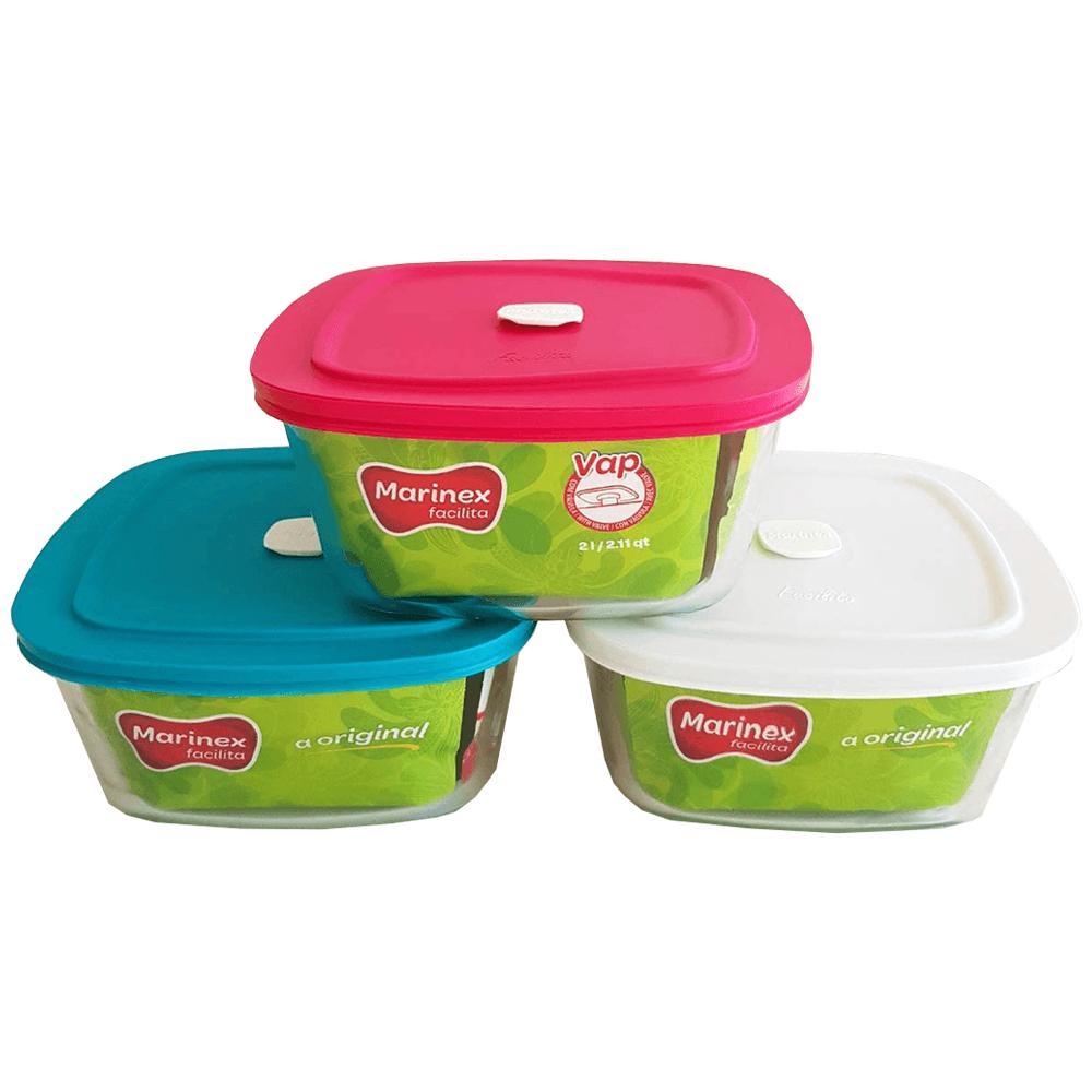 Tigela Quadrada Alta de Vidro Marinex 2L, com Tampa, Sortido - 072703 em Oferta na Shopee