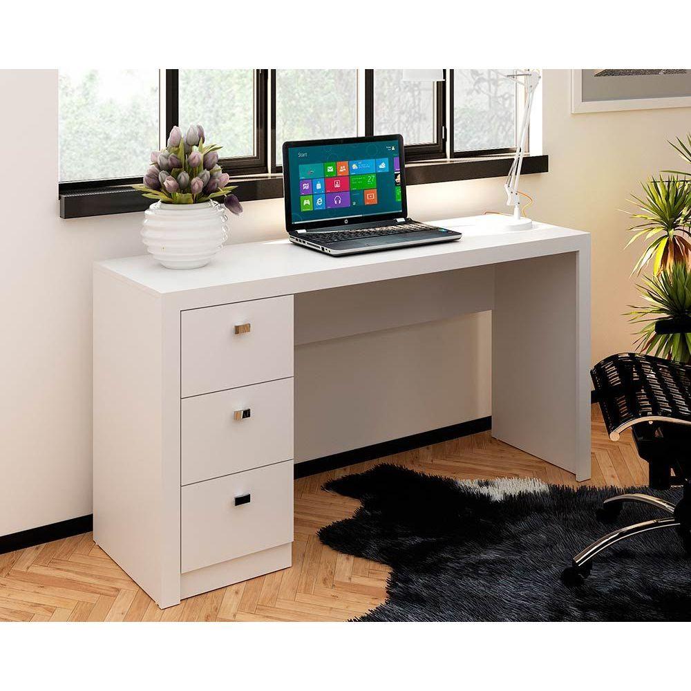 Mesa de Computador ME4102 c/ 3 Gavetas Branco - Tecno Mobili em Oferta na Shopee