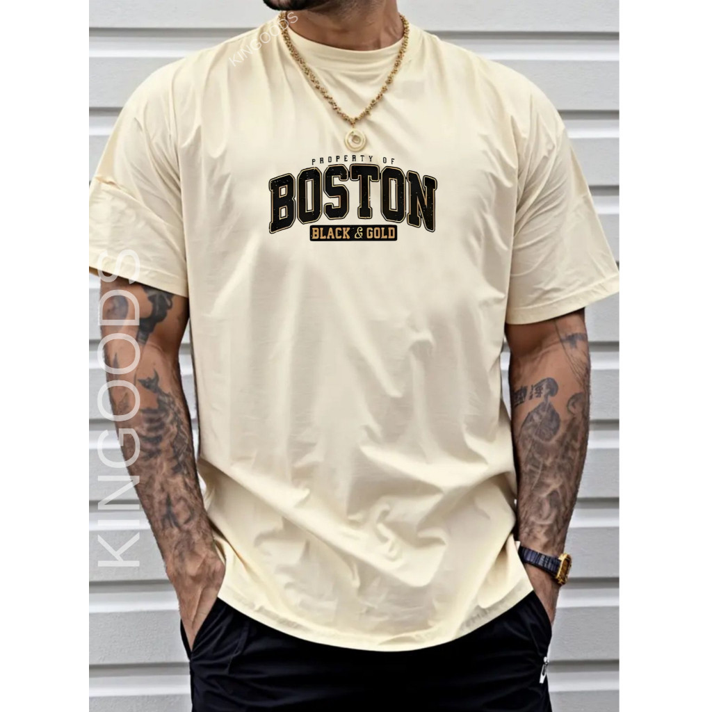 Camiseta Masculina Street black Boston Camisa Estampada 100% Algodão Regular Malha Premium Estilo Urbano