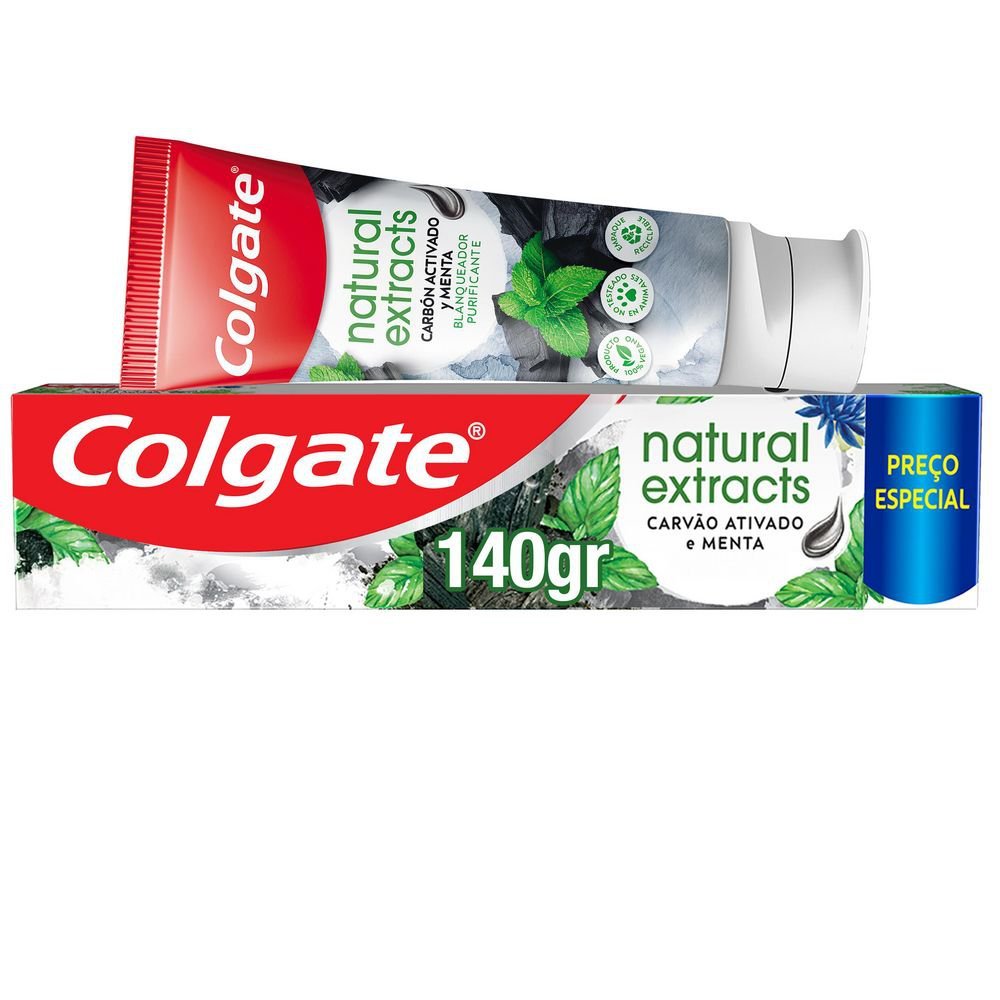 Creme Dental Colgate Natural Extracts Carvão Ativado e Menta 140g em Oferta na Shopee
