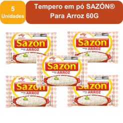 Kit 5 Unidades Tempero em pó SAZÓN® Para Arroz 60G