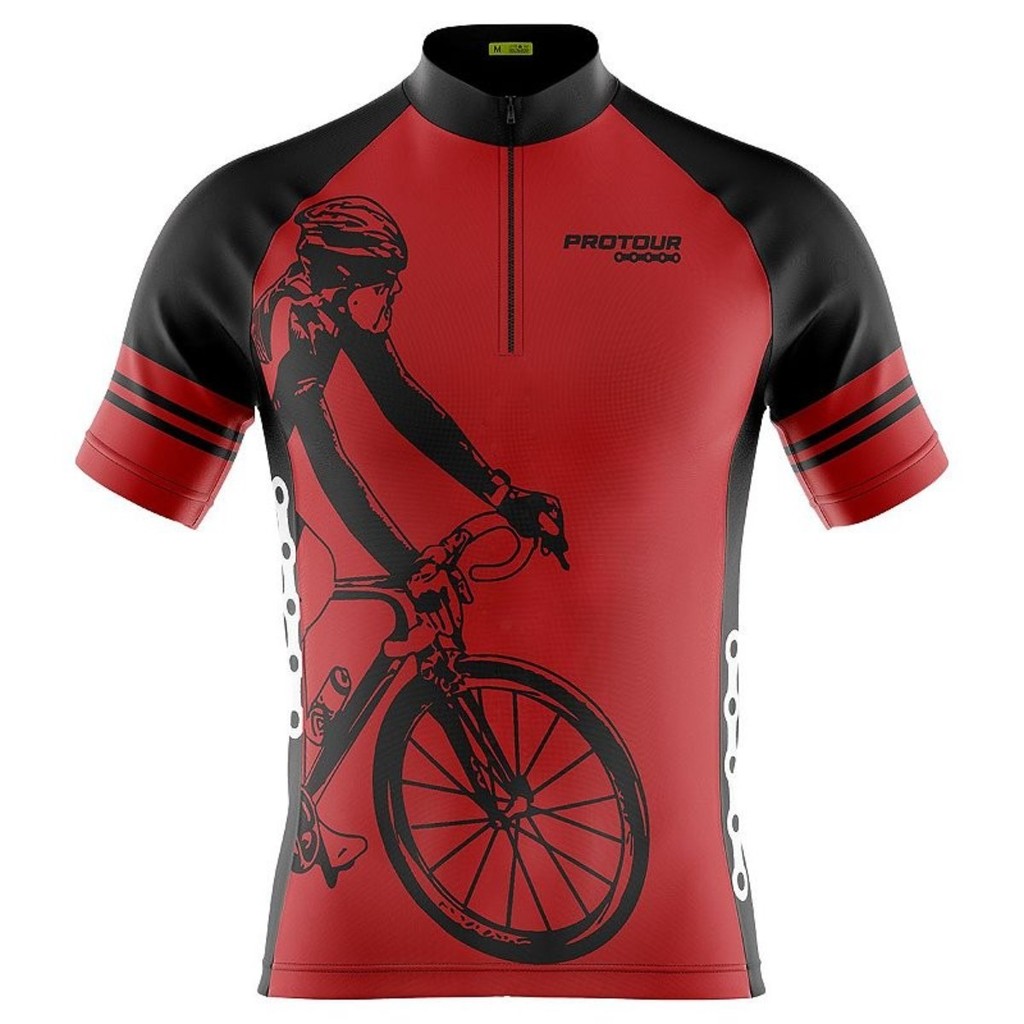 Camisa Ciclismo MTB Masculina Dry Fit Secagem Rápida com UV Bike Vermelha