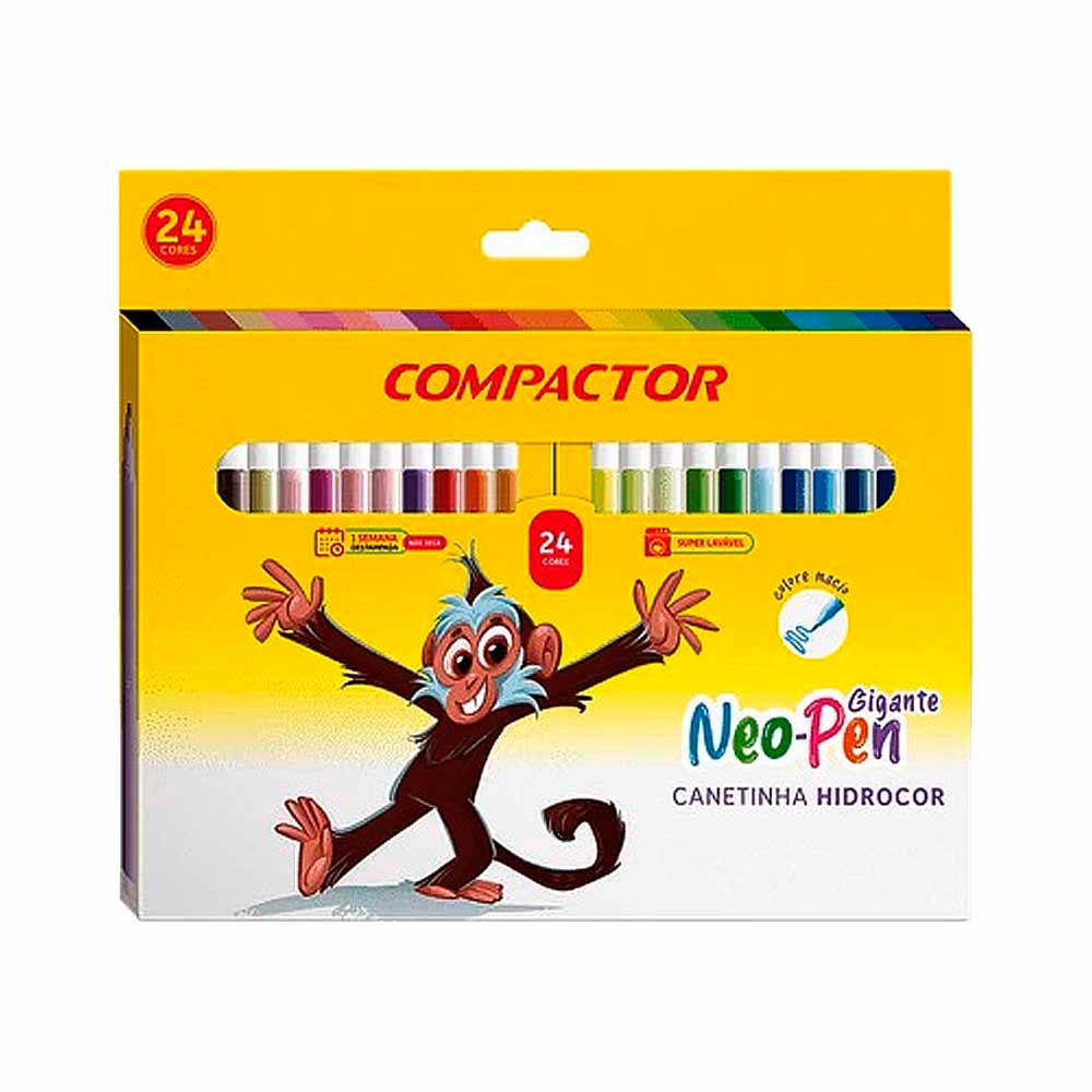 Canetinhas Compactor Caneta Hidrocor Neopen Gigante 24 Cores em Oferta na Shopee