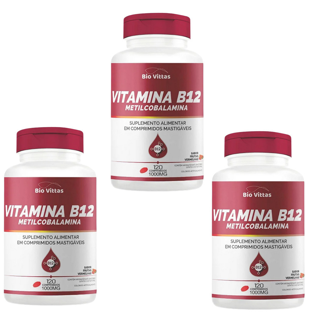 3 POTES VITAMINA B12 METILCOBALAMINA 1000MG 360 COMPRIMIDOS - ENERGIA E DISPOSIÇÃO em Oferta na Shopee
