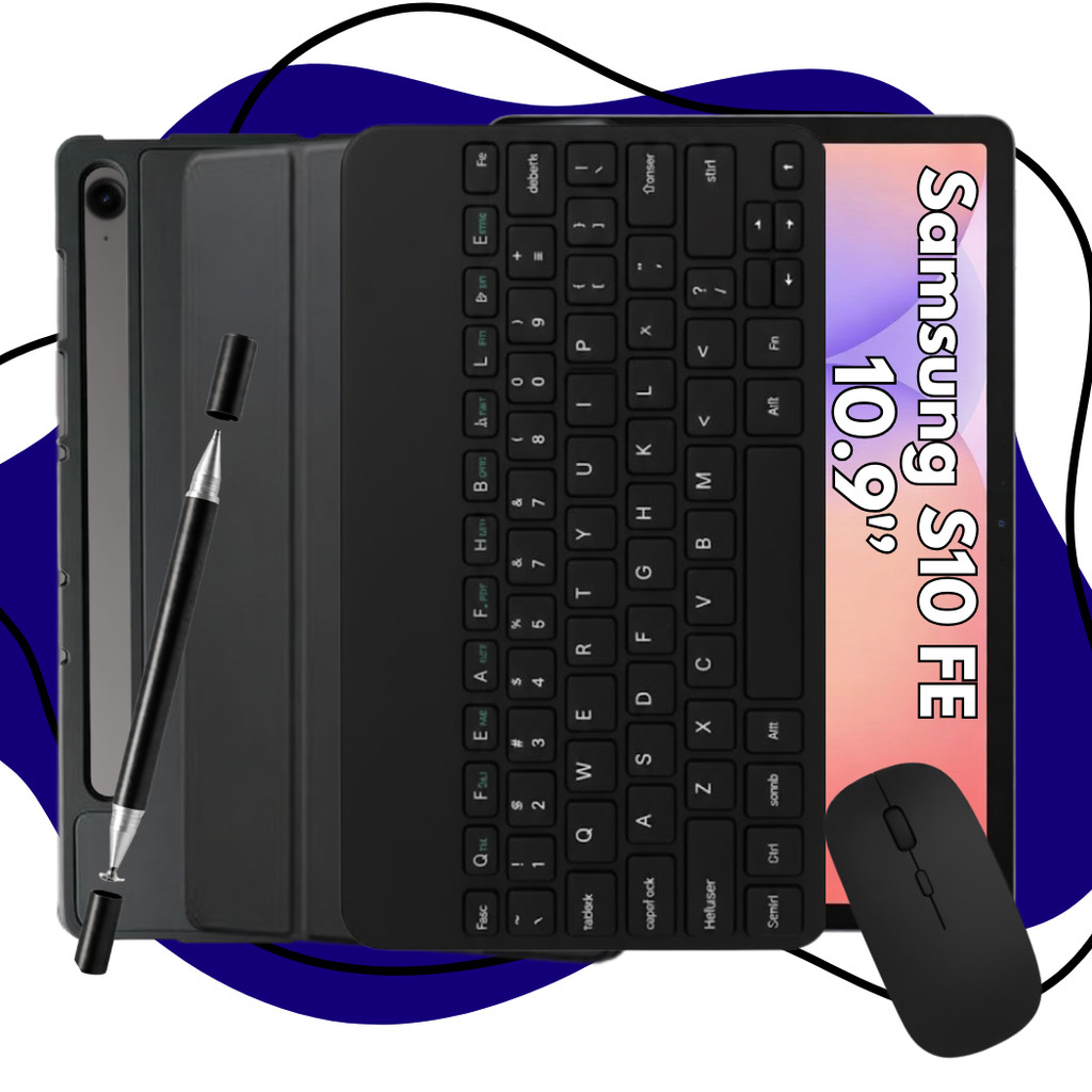 Kit Para Galaxy Tab S10 Fe Capa Smart, Teclado, Mouse e Caneta 2 Em 1