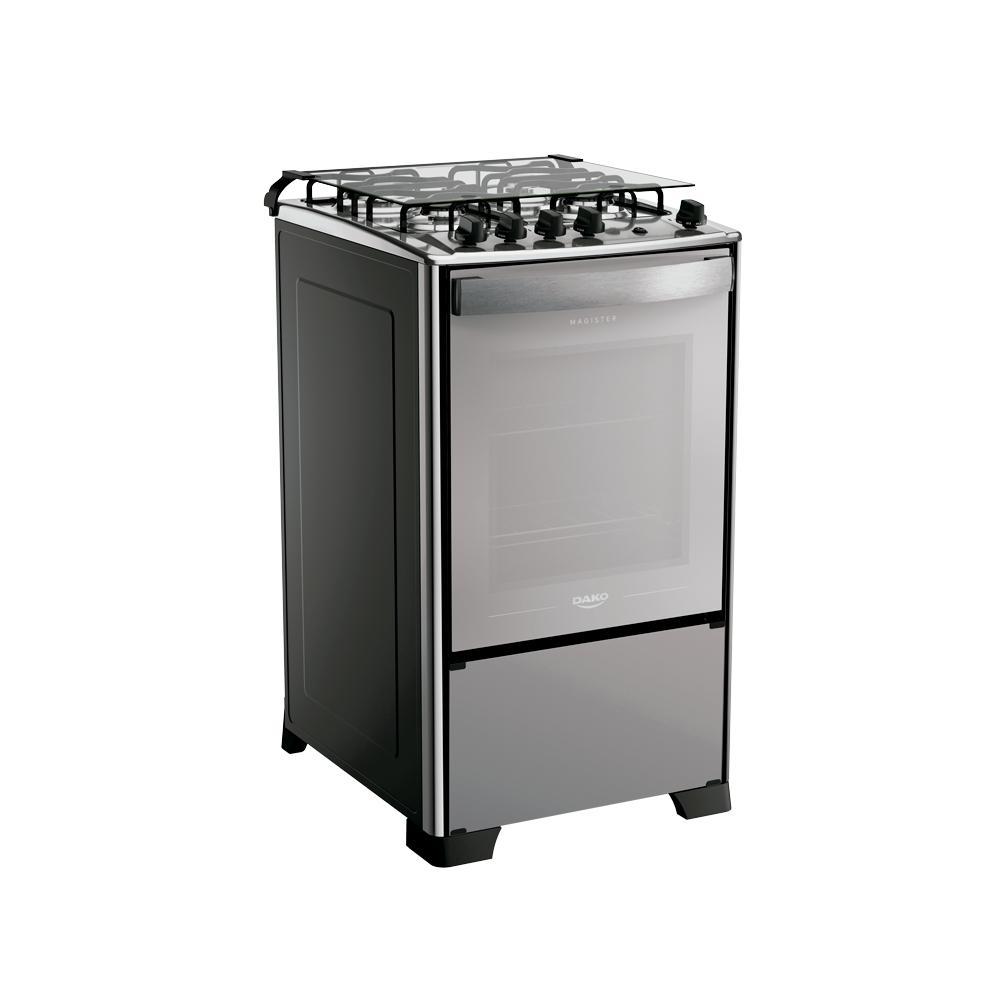 Fogão 4 Bocas a Gás Dako Magister com Acendimento Automático e Forno 60L Inox Espelhado Bivolt