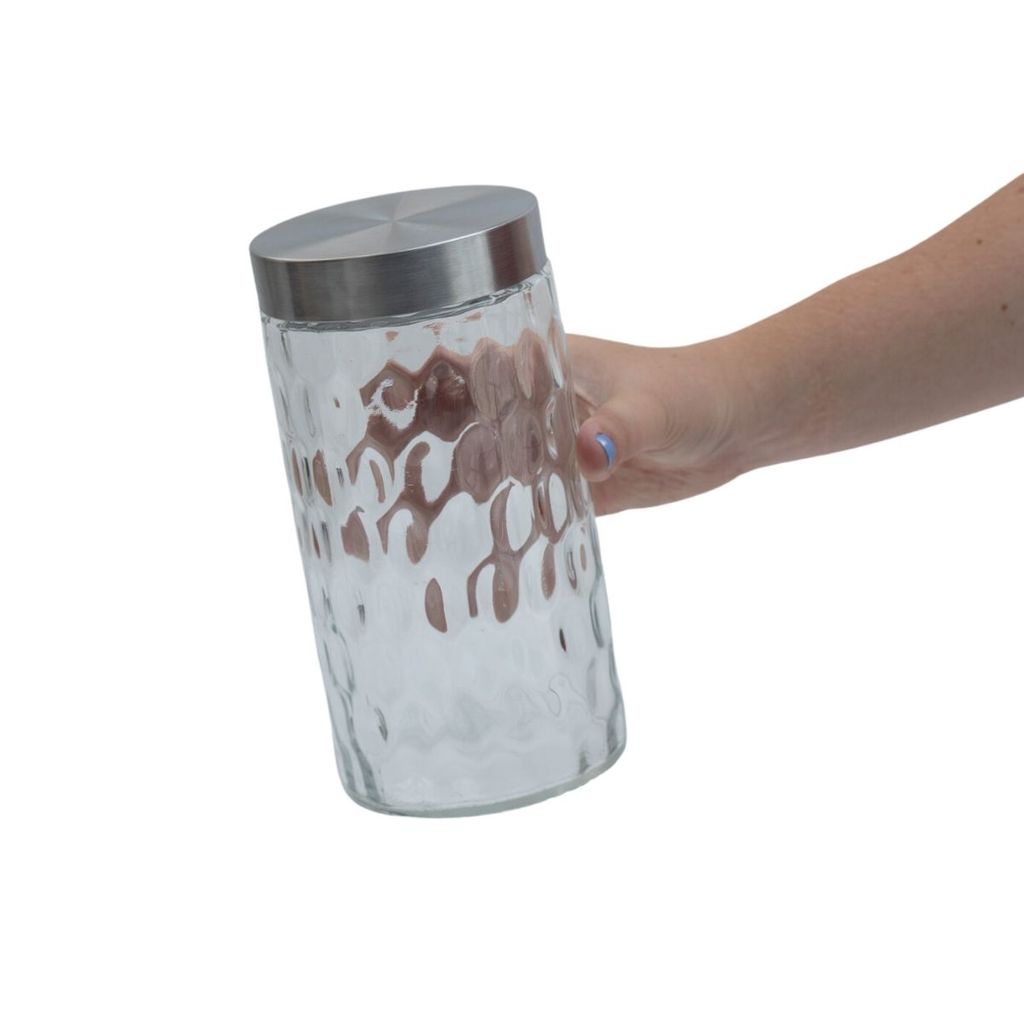 Pote Bolhas 1700ml de Vidro com Tampa Inox Redondo - Mozcada