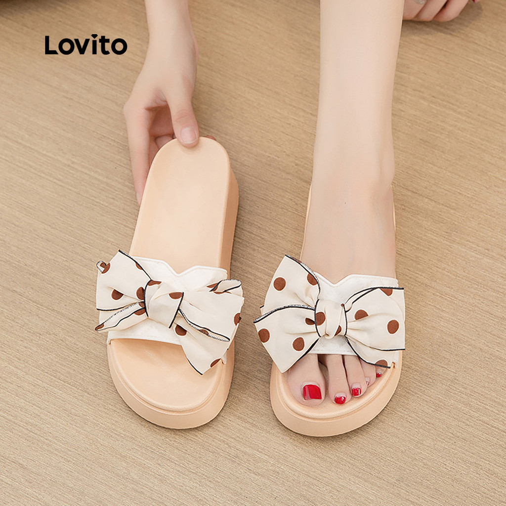 Lovito Sandálias Rasteiras Casuais Com Laço E Bico Fino Para Mulheres LFA106048 em Oferta na Shopee