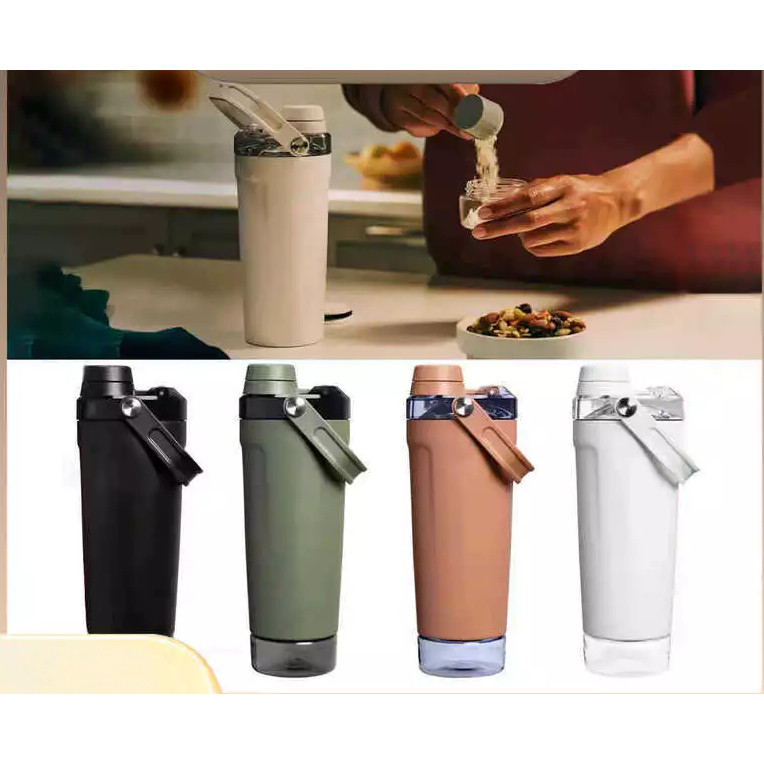 Novo Garrafa Térmico Shaker portátil de grande capacidade 591ml 304 aço inoxidável dupla camada ao ar livre portátil em Oferta na Shopee