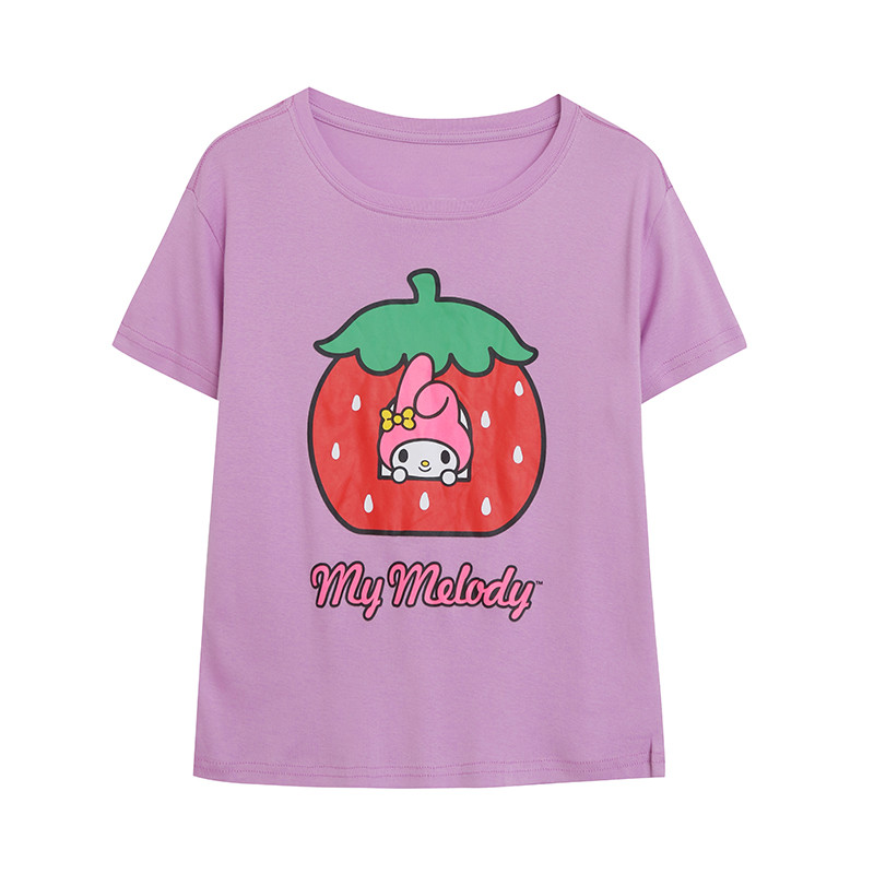 Comércio exterior brincalhão bonito dos desenhos animados senhoras de manga curta estiramento rosqueado camiseta pequena