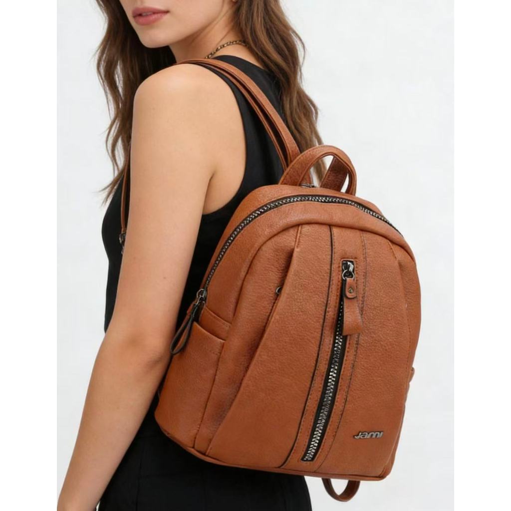 Mochila Casual Feminina De Couro Sintético Com Zíper Vertical Vários Bolsos Design Diferenciado M2388 AMY em Oferta na Shopee