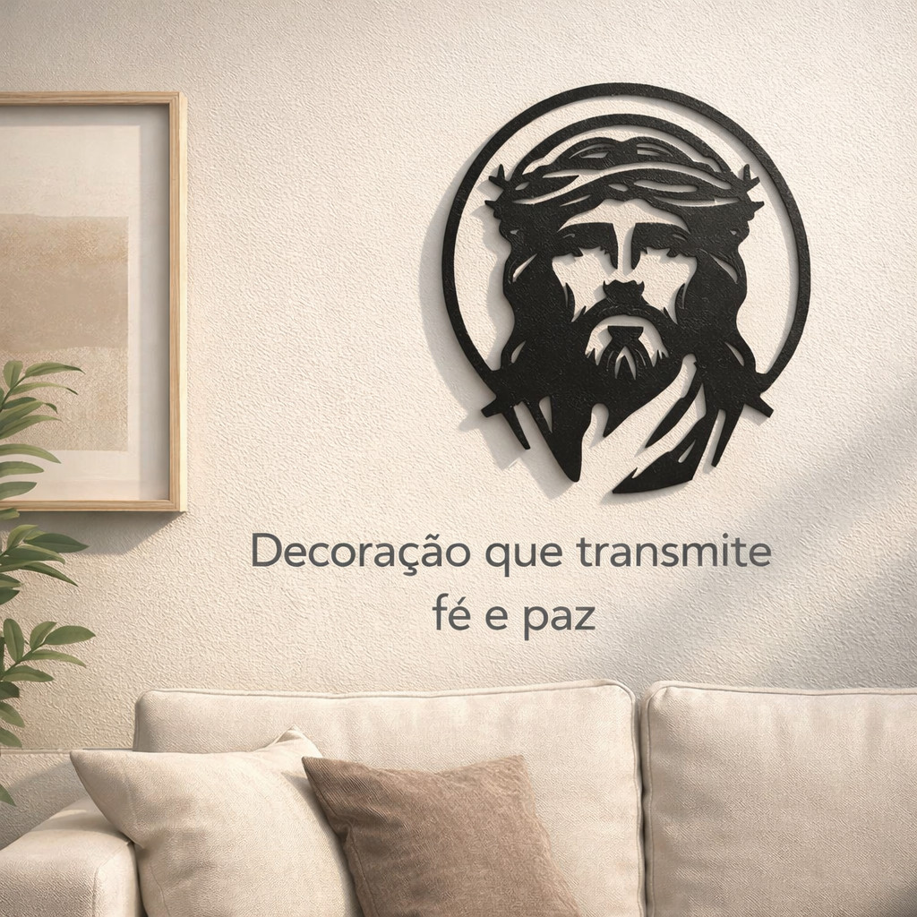 Placa Decorativa Jesus Cristo 22cm Parede | Quadro Religioso Vazado | Decoração Cristã para Sala
