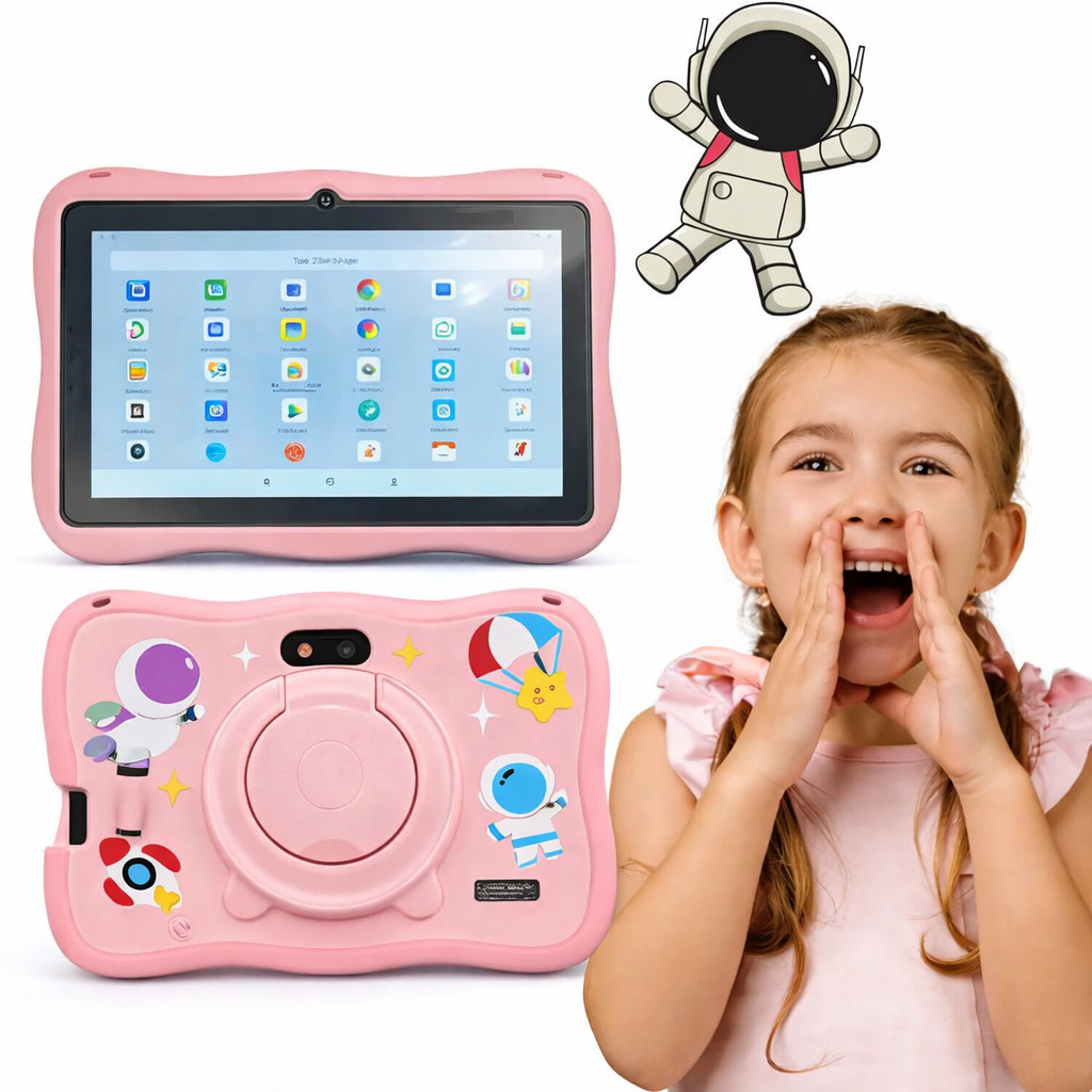 Tablet Infantil Educativo 7" WiFi Tela IPS Tablet Criança com Suporte Anti Queda