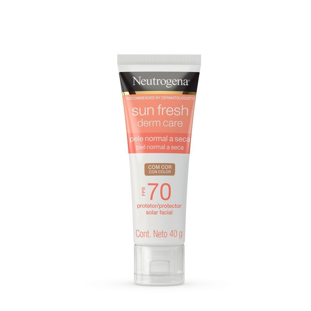 Protetor Solar Facial Neutrogena Sun Fresh Derm Care FPS 70 com Cor 40g em Oferta na Shopee