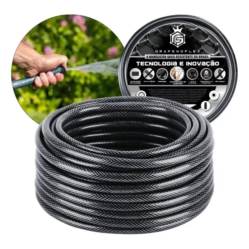 Mangueira p/ Jardim GrafenoFlex New Trançada 3/4" 30 Metros Profissional