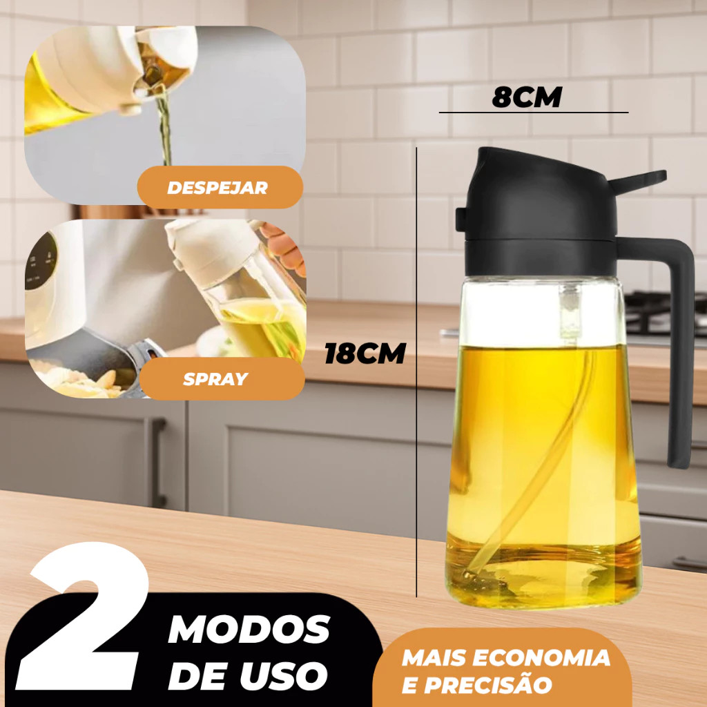 Galheteiro Spray Borrifador Dosador 2 em 1 Para Azeite Vinagre Oléo Vidro Vinagreiro Azeiteiro Cozinha 470ML em Oferta na Shopee