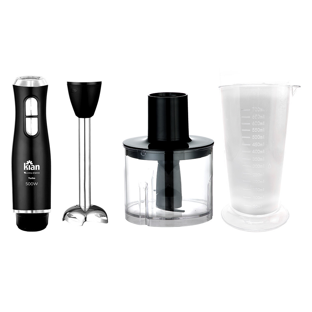 Mixer 2 em 1 Turbo 500W Preto com Copo e Mini Processador Kian - 127V