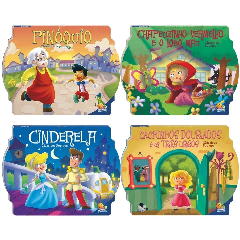 Kit 4 Livros Infantis Clássicos Pop-Ups Contos de Fadas Todolivro - Capa Dura em Oferta na Shopee