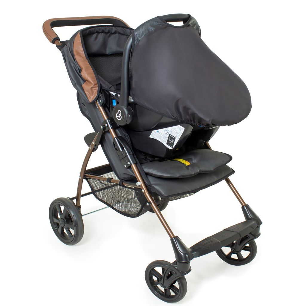 Carrinho Romano Preto Cobre G22 com Bebê Conforto Grid Galzerano