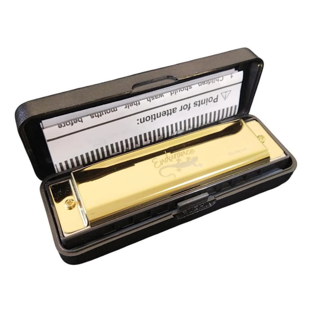 Gaita de Boca C 10 Buracos 20 Vozes Cor Dourada