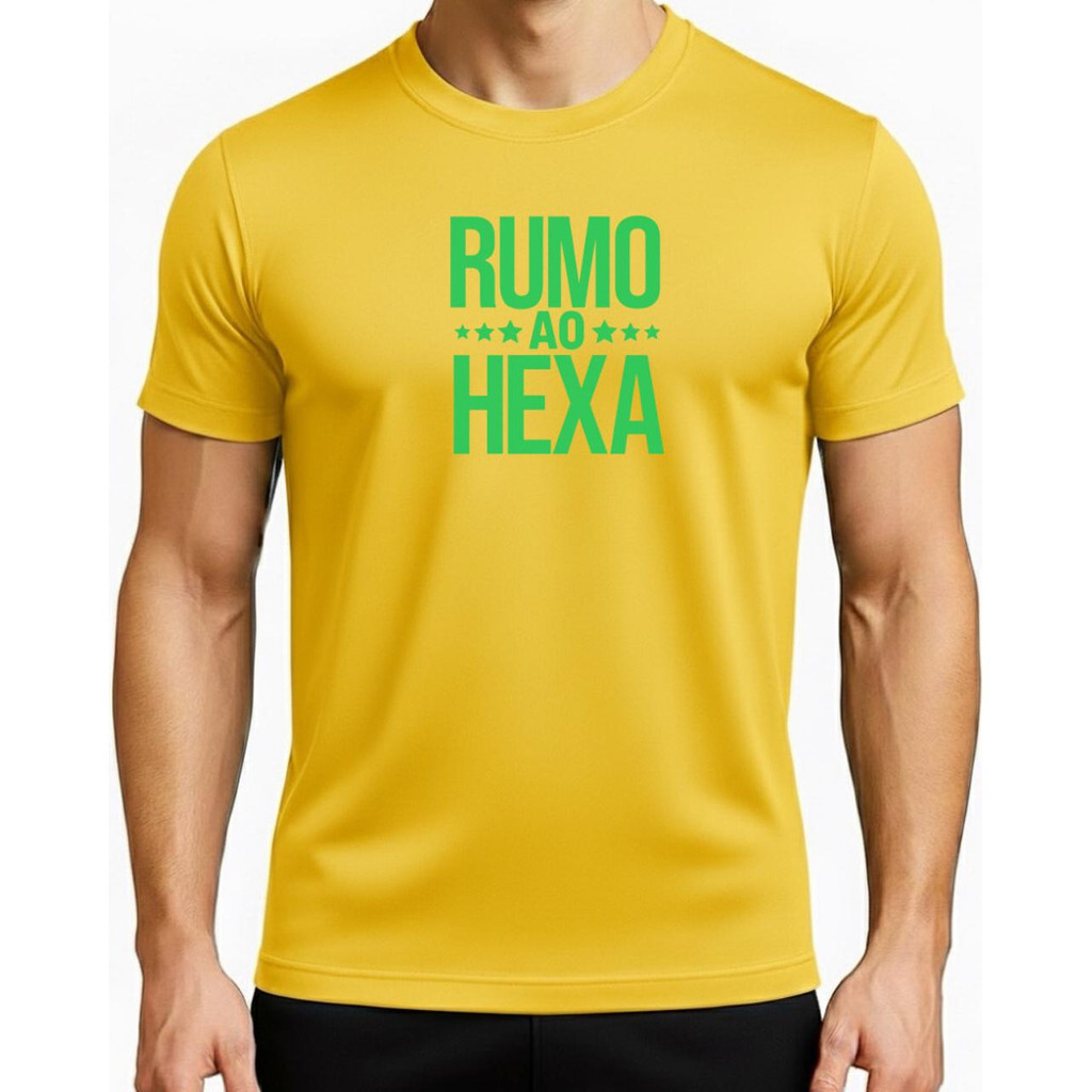 Camiseta Brasil Rumo Ao Hexa Copa Do Mundo 2026 Futebol 100% Algodão