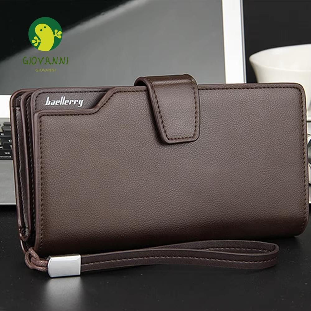 Carteira Masculina Longa GIOVANNI , Bolsa De Couro PU De Grande Capacidade , Bolso Para Moedas Multicamadas Com Zíper