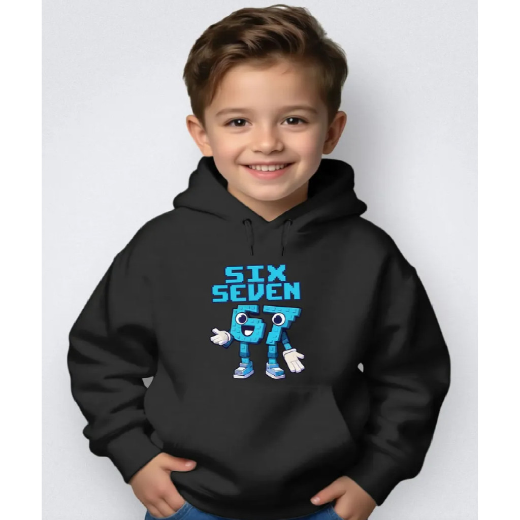 Blusa Moletom Infantil Canguru Flanelado Capuz Inverno Six Seven Meme Unissex Envio Imediato