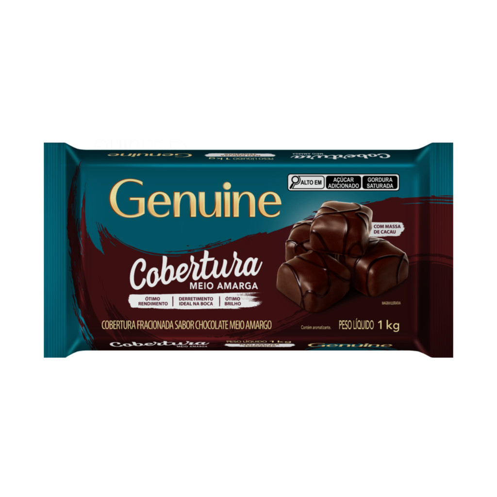 Kit 2 Barra Chocolate Fracionado Genuine 1Kg - Chocolate Meio Amargo