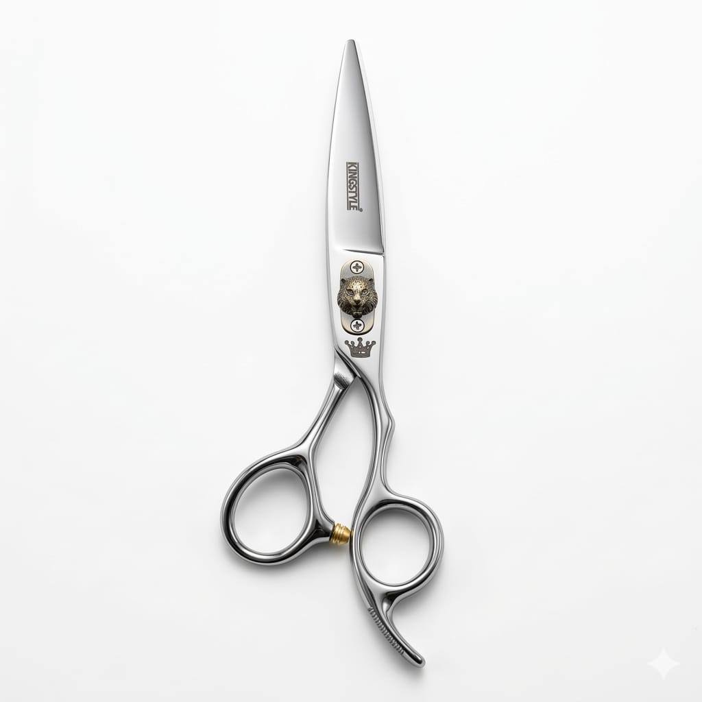 KingStyle Tesoura Profissional Leopard Edition Aço 440C Japonês Premium para Corte de Elite barbeiro