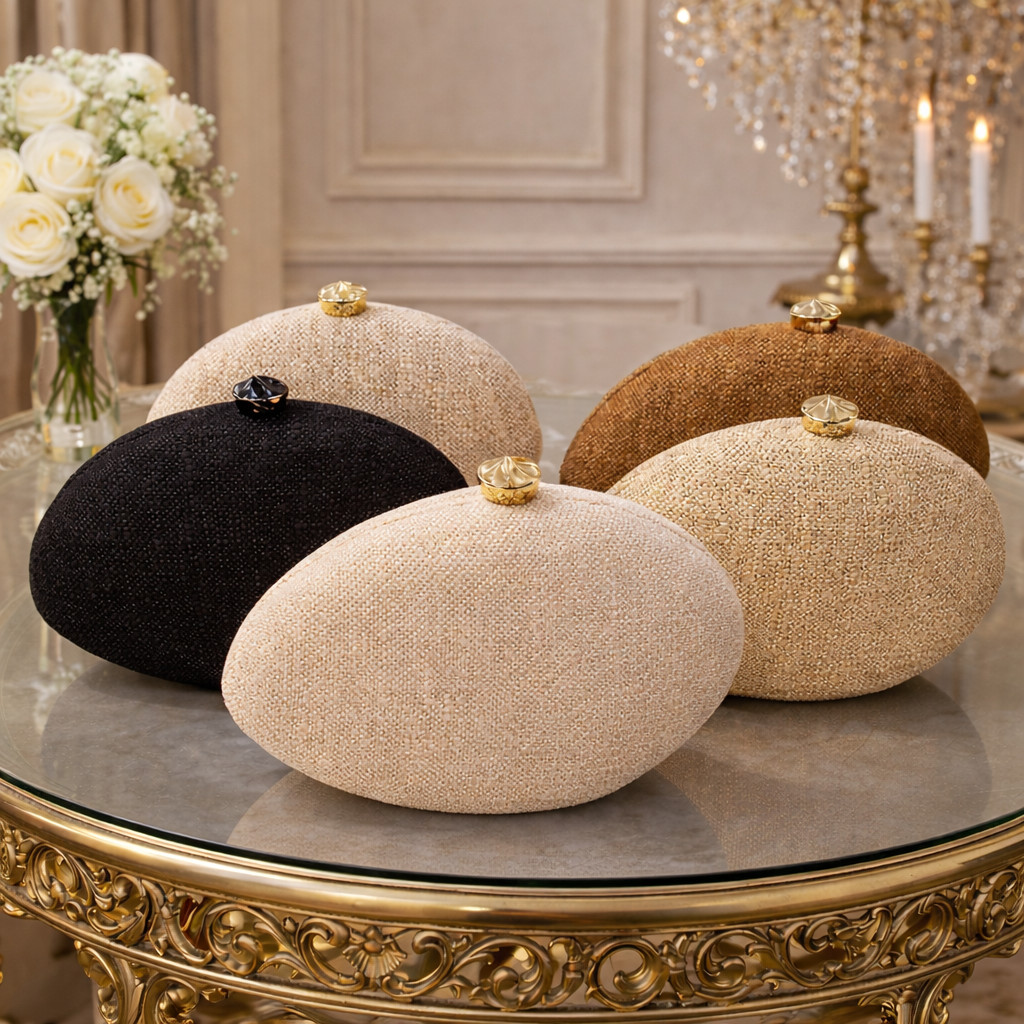 Bolsa Clutch Feminina Elegante Luxo Festa Casamento Formatura Bolsa de Mão Premium Texturizada Palha com Fecho Metal